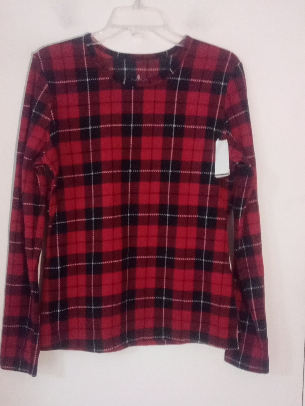 * Cuddl Duds Red Plaid Long-Sleeve Pajama Top Large NWT $17